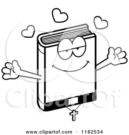 Cartoon of a Black And White Loving Bible Mascot - Royalty Free Vector Clipart by Cory Thoman