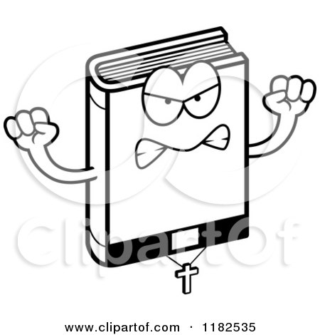 Cartoon of a Black And White Mad Bible Mascot - Royalty Free Vector Clipart by Cory Thoman