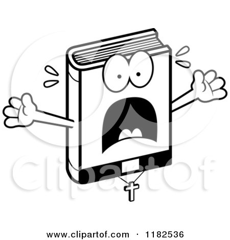 Cartoon of a Black And White Scared Bible Mascot - Royalty Free Vector Clipart by Cory Thoman