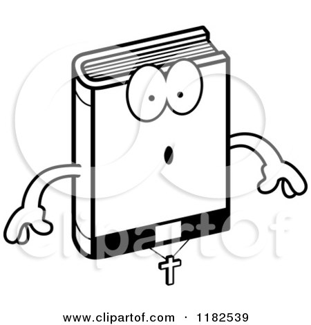 Cartoon of a Black And White Surprised Bible Mascot - Royalty Free Vector Clipart by Cory Thoman