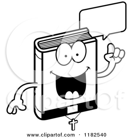 Cartoon of a Black And White Talking Bible Mascot - Royalty Free Vector Clipart by Cory Thoman