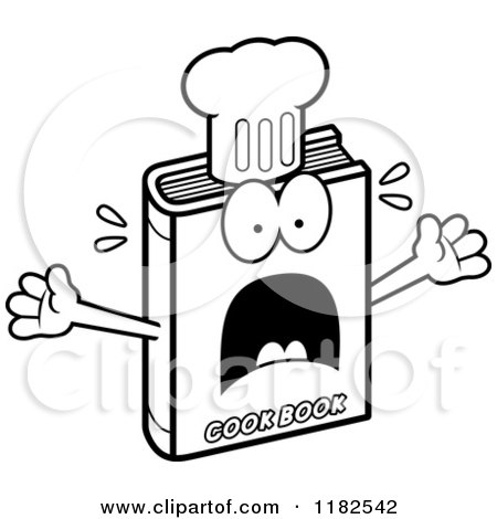 Cartoon of a Black and White Scared Cook Book Mascot - Royalty Free Vector Clipart by Cory Thoman