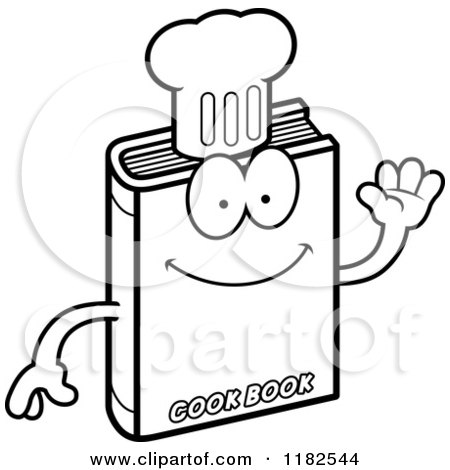 Cartoon of a Black and White Waving Cook Book Mascot - Royalty Free Vector Clipart by Cory Thoman