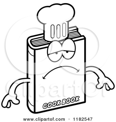 Cartoon of a Black and White Depressed Cook Book Mascot - Royalty Free Vector Clipart by Cory Thoman