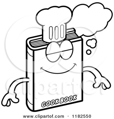 Cartoon of a Black and White Dreaming Cook Book Mascot - Royalty Free Vector Clipart by Cory Thoman
