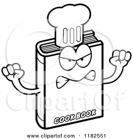 Cartoon of a Black and White Mad Cook Book Mascot - Royalty Free Vector Clipart by Cory Thoman