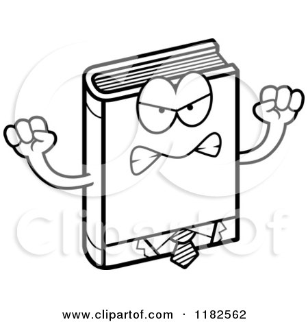 Black and White Mad Business Book Mascot - Royalty Free Vector Clipart by Cory Thoman