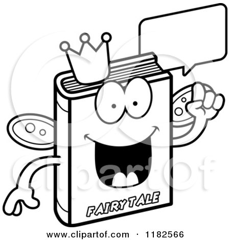 Black and White Talking Fairy Tale Book Mascot - Royalty Free Vector Clipart by Cory Thoman