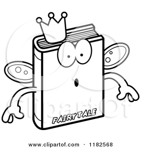 Black and White Surprised Fairy Tale Book Mascot - Royalty Free Vector Clipart by Cory Thoman