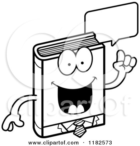 Black and White Talking Business Book Mascot - Royalty Free Vector Clipart by Cory Thoman