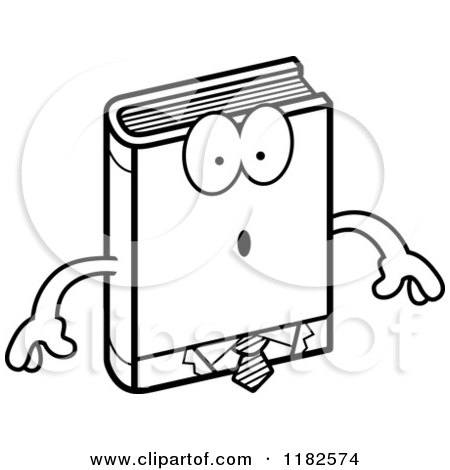 Black and White Surprised Business Book Mascot - Royalty Free Vector Clipart by Cory Thoman