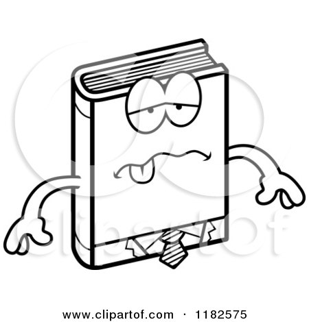 Black and White Sick Business Book Mascot - Royalty Free Vector Clipart by Cory Thoman