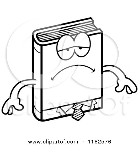 Black and White Depressed Business Book Mascot - Royalty Free Vector Clipart by Cory Thoman
