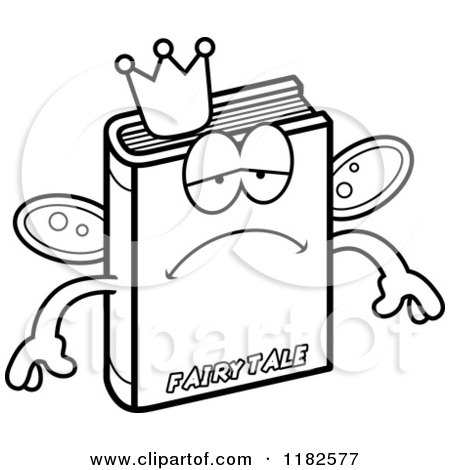 Black and White Depressed Fairy Tale Book Mascot - Royalty Free Vector Clipart by Cory Thoman