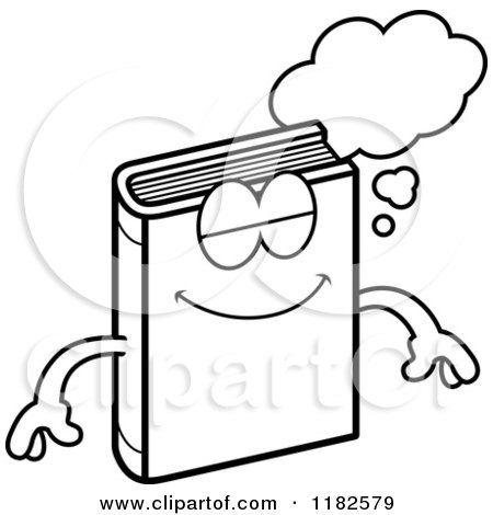 Black and White Dreaming Book Mascot - Royalty Free Vector Clipart by Cory Thoman