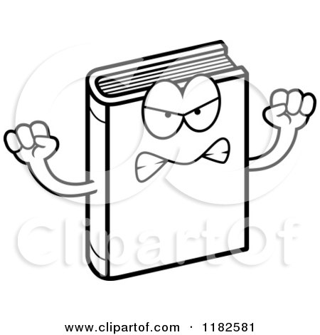 Black and White Mad Book Mascot - Royalty Free Vector Clipart by Cory Thoman