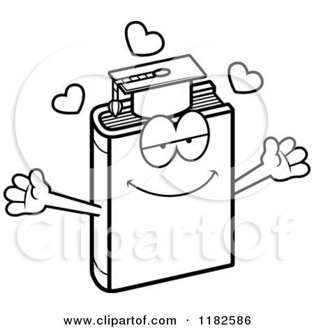 Black and White Loving Teacher Book Mascot - Royalty Free Vector Clipart by Cory Thoman