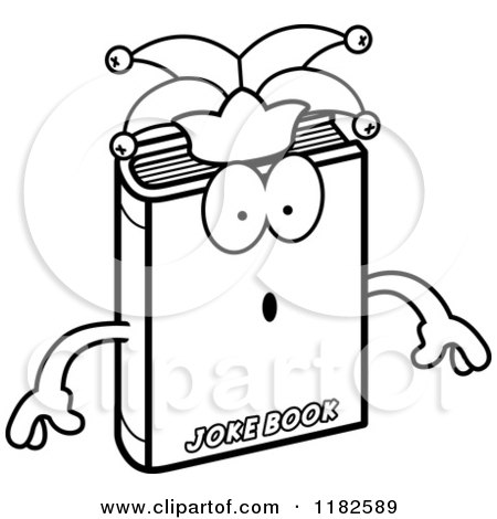 Black and White Surprised Jester Joke Book Mascot - Royalty Free Vector Clipart by Cory Thoman