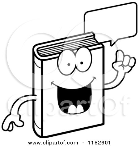 Black and White Talking Book Mascot - Royalty Free Vector Clipart by Cory Thoman