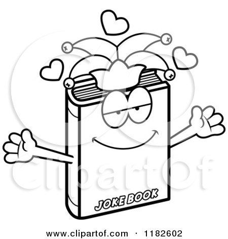 Black and White Loving Jester Joke Book Mascot - Royalty Free Vector Clipart by Cory Thoman