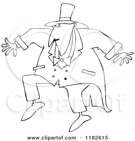 Cartoon of an Outlined Sneaky Circus Ring Master Man - Royalty Free Vector Clipart by djart