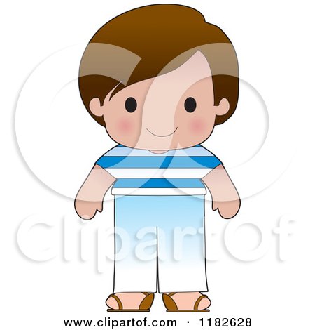 Cartoon of a Happy Patriotic Boy Wearing Greek Flag Clothing - Royalty Free Vector Clipart by Maria Bell