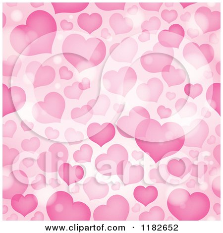 Cartoon of a Seamless Background Made of Pink Hearts and Flares - Royalty Free Vector Clipart by visekart