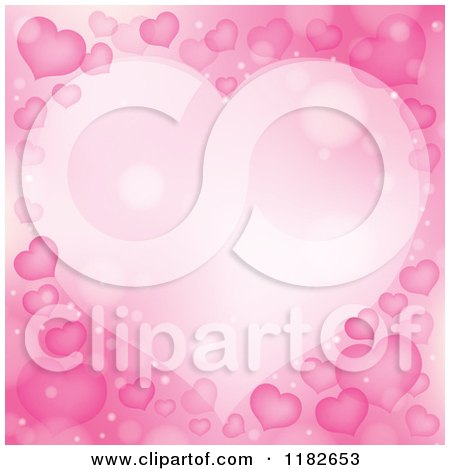 Cartoon of a Frame Made of Pink Hearts and Flares - Royalty Free Vector Clipart by visekart