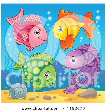 Cartoon of Colorful Fish Underwater - Royalty Free Vector Clipart by visekart