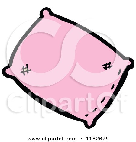Cartoon of a Pink Pillow - Royalty Free Vector Illustration by lineartestpilot