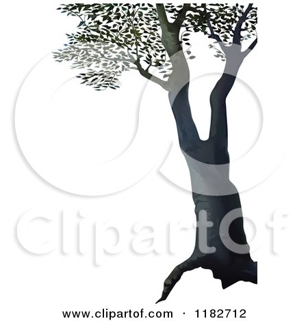 Clipart of a Dark Deciduous Tree - Royalty Free Vector Illustration by dero