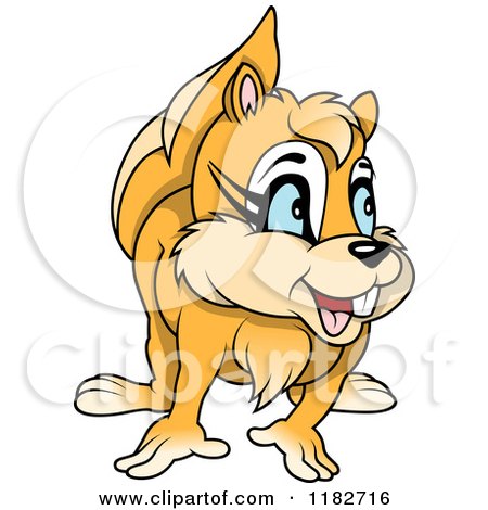Cartoon of a Hapy Squirrel Looking to the Side - Royalty Free Vector Clipart by dero