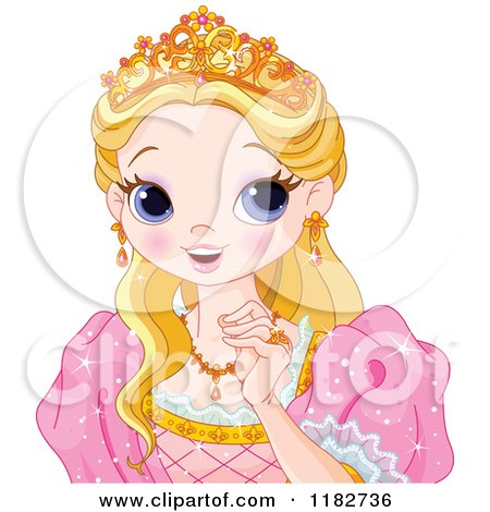 Clipart of a Pretty Princess from the Shoulders up - Royalty Free Vector Illustration by Pushkin