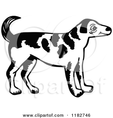 Clipart of a Black and White Standing Dog 2 - Royalty Free Vector Illustration by Prawny