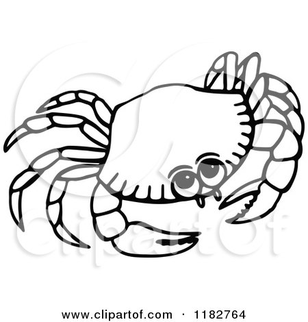 Clipart of a Black and White Crab - Royalty Free Vector Illustration by Prawny