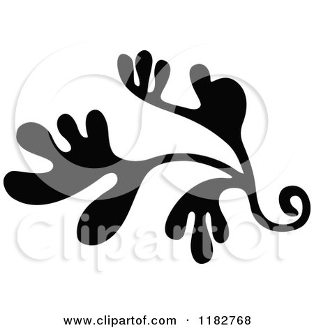 Clipart of a Black and White Floret Design Element - Royalty Free Vector Illustration by Prawny