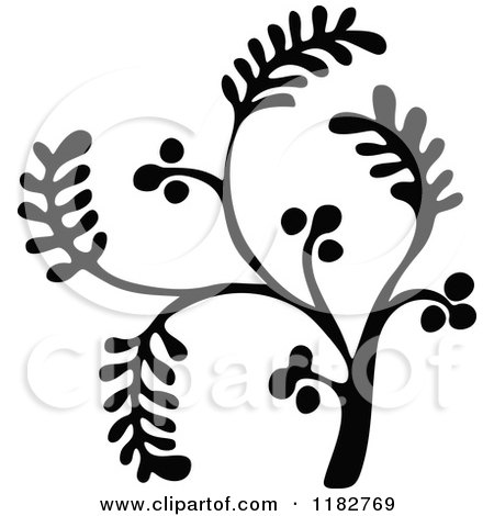 Clipart of a Black and White Floret Design Element 2 - Royalty Free Vector Illustration by Prawny