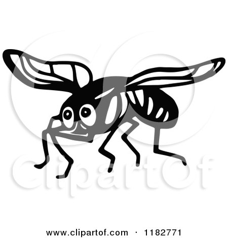 Clipart of a Black and White House Fly - Royalty Free Vector Illustration by Prawny