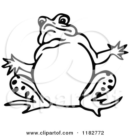 Clipart of a Black and White Frog - Royalty Free Vector Illustration by Prawny