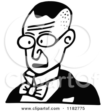 Clipart of a Black and White Nerdy Man - Royalty Free Vector Illustration by Prawny