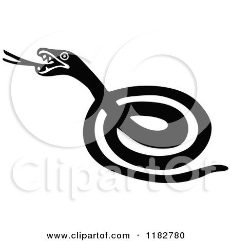 Clipart of a Black and White Aggressive Snake 2 - Royalty Free Vector Illustration by Prawny