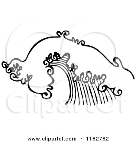 Clipart of a Black and White Ocean Wave - Royalty Free Vector Illustration by Prawny