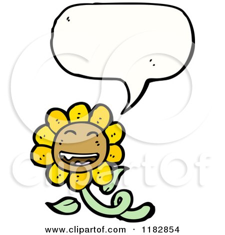 Cartoon of a Sunflower with a Conversation Bubble - Royalty Free Vector Illustration by lineartestpilot