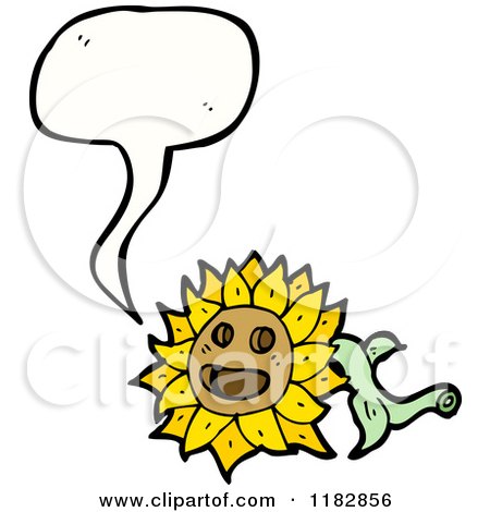 Cartoon of a Sunflower with a Conversation Bubble - Royalty Free Vector Illustration by lineartestpilot