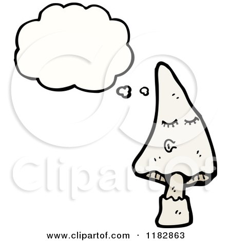 Cartoon of a Mushroom with a Conversation Bubble - Royalty Free Vector Illustration by lineartestpilot
