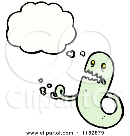 Cartoon of a Ghoul with a Conversation Bubble - Royalty Free Vector Illustration by lineartestpilot
