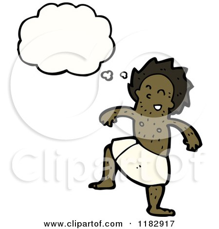 Cartoon of a Black Man in a Bath Towel Thinking - Royalty Free Vector Illustration by lineartestpilot