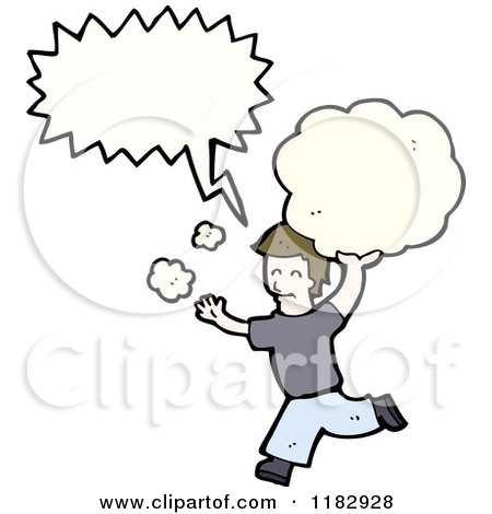 Cartoon of a Man Thinking and Speaking Holding a Sign - Royalty Free Vector Illustration by lineartestpilot