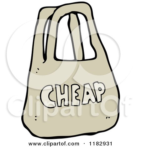 Cartoon of a CHEAP Bag - Royalty Free Vector Illustration by lineartestpilot