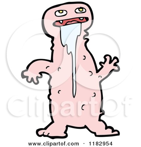 Cartoon of a Furry Drooling Monster - Royalty Free Vector Illustration by lineartestpilot